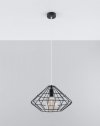 Lampa wisząca UMBERTO czarna stal loft design zwis na lince sufitowy E27 LED SOLLUX LIGHTING