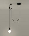 Lampa wisząca EDISON 1 LONG czarny tkanina stal minimalistyczny zwis na lince sufitowy E27 LED SOLLUX LIGHTING
