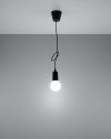 Lampa wisząca DIEGO 1 czarna PVC minimalistyczna zwis sufitowy na lince E27 LED SOLLUX LIGHTNIG