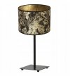 Lampa stołowa z materiałowym abażurem 20 cm, kolor złoty z czarnym wzorem, stelaż metalowy, E27 LIGHT HOME