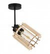 Lampa sufitowa TIMBER, drewniany klosz, czarna konstrukcja, E27 LIGHT HOME