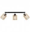 Lampa sufitowa TIMBER na listwie, 3 drewniane klosze, czarna konstrukcja z regulacją LIGHT HOME