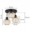 Lampa sufitowa TIMBER z drewna i metalu, trzy klosze, E27 LIGHT HOME