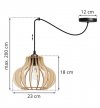 Lampa wisząca typu pająk, drewniany klosz ażurowy o oryginalnym kształcie 23 cm, okrągła podsufitka, E27 LIGHT HOME