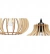 Lampa wisząca na szerokiej listwie 80 cm z 4 drewnianymi kloszami 23 cm w oryginalnym kształcie, E27 LIGHT HOME