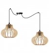 Lampa wisząca typu pająk, 2 drewniane klosze ażurowe o oryginalnym kształcie 23 cm, okrągła podsufitka, E27 LIGHT HOME