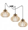 Lampa wisząca typu pająk, 3 drewniane klosze ażurowe o oryginalnym kształcie 23 cm, okrągła podsufitka, E27 LIGHT HOME