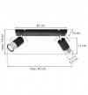 Regulowane reflektory sufitowe na czarnej listwie 35 cm, spoty 5,5 cm w kolorze czarno-srebrnym z chromowaniem, GU10 LIGHT HOME