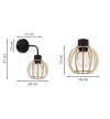 Kinkiet ścienny z zaokrągloną konstrukcją, klosz okrągły z drewnianych lameli 16 cm, E27 LIGHT HOME