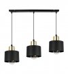 Lampa wisząca na szerokiej listwie 60 cm, 3 klosze czarne metalowe 12 cm, złote wykończenie, E27 LIGHT HOME