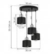 Lampa wisząca z okrągłą podsufitką, 4 metalowe, czarne klosze 12 cm ze srebrnym wykończeniem, E27 LIGHT HOME