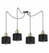 Lampa wisząca typu pająk, 4 metalowe, czarne klosze 12 cm ze złotym wykończeniem, E27 LIGHT HOME
