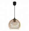 Lampa wisząca na podsufitce 6 cm z drewnianym, ażurowym kloszem 21 cm w kształcie kuli, E27 LIGHT HOME