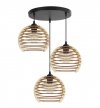 Lampa wisząca na okrągłej podsufitce 30 cm, 3 drewniane klosze 21 cm w kształcie ażurowych kul, E27 LIGHT HOME