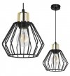 Lampa wisząca zwis, druciany czarny klosz metalowy 18 cm ze złotym wykończeniem, podsufitka 8 cm, E27 LIGHT HOME