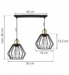 Lampa wisząca na szerokiej listwie 40 cm, 2 klosze druciane czarne metalowe 18 cm ze złotym wykończeniem, E27 LIGHT HOME