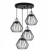 Lampa wisząca na okrągłej podsufitce 30 cm, 4 klosze druciane metalowe czarne 18 cm ze srebrnym, chromowanym wykończeniem, E27 LIGHT HOME