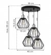 Lampa wisząca na okrągłej podsufitce 30 cm, 4 klosze druciane metalowe czarne 18 cm ze srebrnym, chromowanym wykończeniem, E27 LIGHT HOME