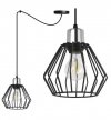 Lampa wisząca typu pająk, druciany czarny klosz 18 cm, srebrne, chromowane wykończenie, E27 LIGHT HOME