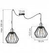 Lampa wisząca typu pająk, 2 czarne druciane klosze 18 cm, srebrne, chromowane wykończenie, E27 LIGHT HOME