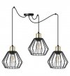 Lampa wisząca typu pająk, 3 czarne druciane klosze metalowe 18 cm ze złotym wykończeniem, E27 LIGHT HOME