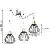 Lampa wisząca typu pająk, 3 czarne druciane klosze metalowe 18 cm ze złotym wykończeniem, E27 LIGHT HOME