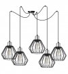 Lampa wisząca typu pająk, 5 czarnych drucianych kloszy metalowych 18 cm, srebrne, chromowane wykończenie, E27 LIGHT HOME