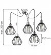 Lampa wisząca typu pająk, 5 czarnych drucianych kloszy metalowych 18 cm, srebrne, chromowane wykończenie, E27 LIGHT HOME