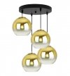Lampa wisząca na okrągłej podsufitce 30 cm, 4 klosze szklane złote kule 20 cm, E27 LIGHT HOME