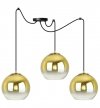 Lampa wisząca typu pająk, 3 klosze szklane złote kule 20 cm, E27 LIGHT HOME
