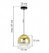 Lampa wisząca ze szklanym kloszem złotym w kształcie kuli 15 cm z okrągłą podsufitką 10 cm, E27 LIGHT HOME