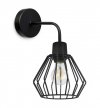 Kinkiet ścienny na zaokrąglonym ramieniu, klosz druciany metalowy czarny 18 cm z czarnym wykończeniem, E27 LIGHT HOME
