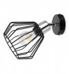 Kinkiet spot regulowany, czarny klosz druciany metalowy 18 cm, srebrne, chromowane wykończenie, E27 LIGHT HOME
