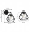 Kinkiet ścienny, czarny klosz druciany metalowy 18 cm, srebrne, chromowane wykończenie, proste ramię, E27 LIGHT HOME