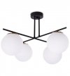 Lampa Sufitowa Żyrandol Czarny, Klosze Szklane Mleczne, E14 LIGHT HOME