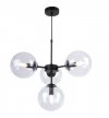 Lampa Wisząca Sufitowa z Regulacją, Żyrandol Czarny, Bezbarwne Klosze, E14 LIGHT HOME