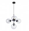 Lampa Wisząca Sufitowa z Regulacją, Żyrandol Czarny, Bezbarwne Klosze, E14 LIGHT HOME