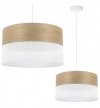 Lampa wisząca WOOD, nowoczesny biały żyrandol z naturalnym drewnem