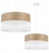 Lampa wisząca WOOD, biały abażur nad stół lub sofę, fornir dębowy