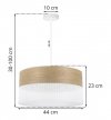 Lampa sufitowa WOOD, biały abażur ze złotym fornirem dębowym, 44cm