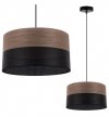 Lampa wisząca WOOD, czarny abażur z dodatkiem orzechowego forniru