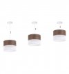 Lampa sufitowa WOOD, biały abażur loft o średnicy 20cm, fornir orzechowy