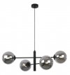 Lampa sufitowa VICENZA, czarny żyrandol loft, elegancki, grafitowe klosze kule, E14