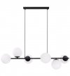 Lampa sufitowa SIENA, czarny żyrandol molekularny z białymi kloszami, gwint E14