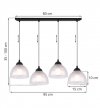 Lampa wisząca VENICE, sufitowa, żyrandol, mleczne białe klosze, czarna konstrukcja, do kuchni