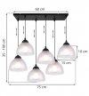 Lampa wisząca VENICE, żyrandol, sufitowa, białe mleczne szkło, czarna listwa, do jadalni, kuchni