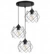 Lampa wisząca STELLA, sufitowa, okrągła czarna listwa loft, potrójna, trzy srebrne klosze, glamour