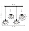 Lampa sufitowa STELLA, wisząca, żyrandol typu listwa, czarne klosze, styl loft, do kuchni, salonu