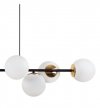 Lampa sufitowa SIENA, wisząca, żyrandol loft, czarno-złota konstrukcja, białe kule ze szkła, 8xE14