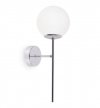 Lampa typu kinkiet SIENA, ścienna, sufitowa, konstrukcja chrom, biały klosz w kształcie kuli, styl loft, E14
